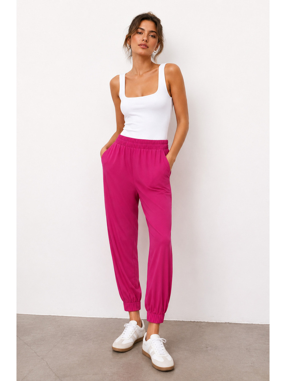 Zara Women’s Hot Pink Fuchsia Jogger Pants Size Small Elastic Waist